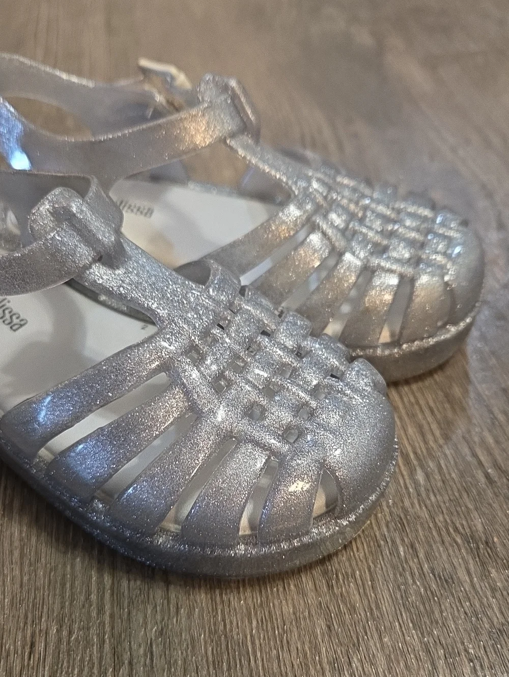 Mini Melissa • Girls' Silver Glitter Jelly Sandals